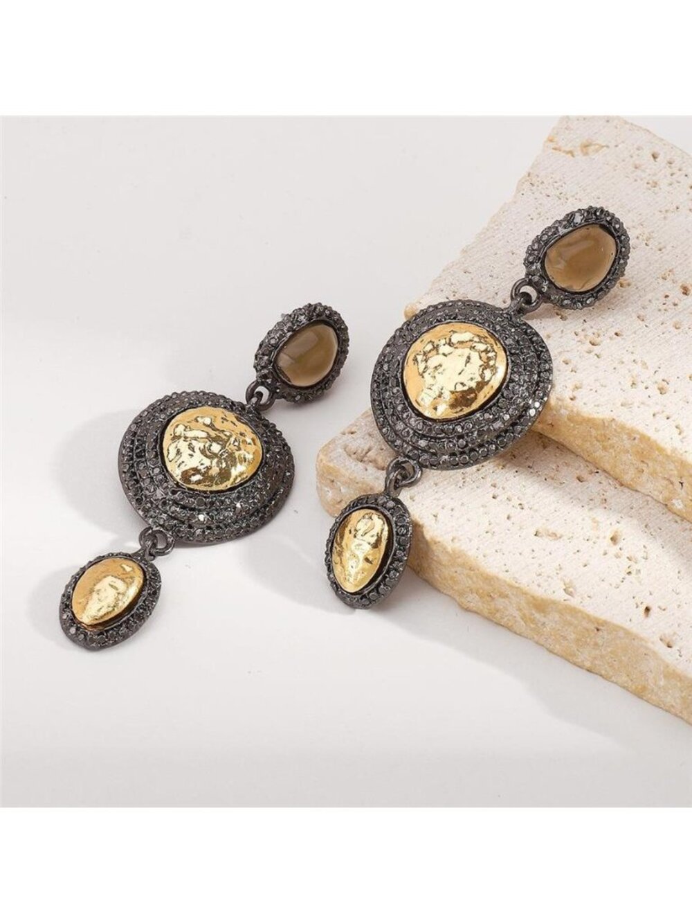 Vintage-Inspired Dangle Earrings with Gold Accents